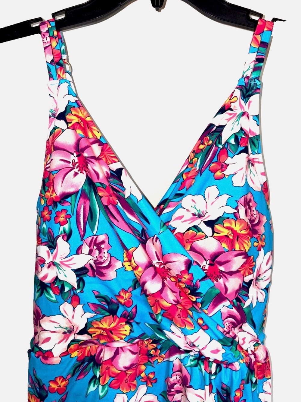 Lands’ End Floral Swim Dress One Piece Swimsuit Size 10-12 Tummy Control - Picture 4 of 15